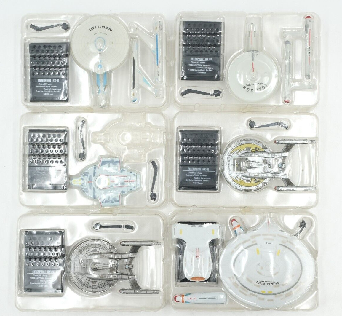 F-Toys 1/2500 Star Trek Enterprise NX-01 Fleet Collection Full Set of 6