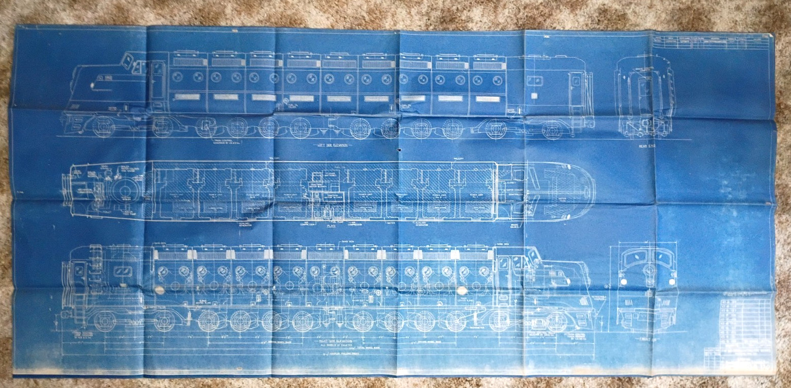 1942 Baldwin Locomotive Works 6000 HP Diesel Experimental Centipede Blueprint