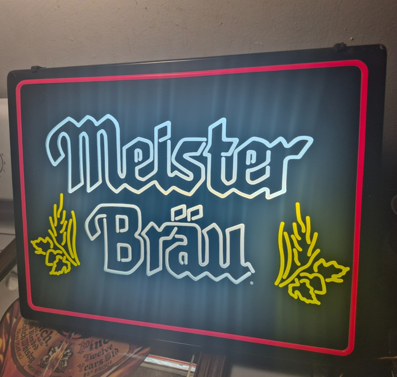 Vintage Meister Bräu Lighted Beer Sign Faux Neon Bar Tavern Advertising Works