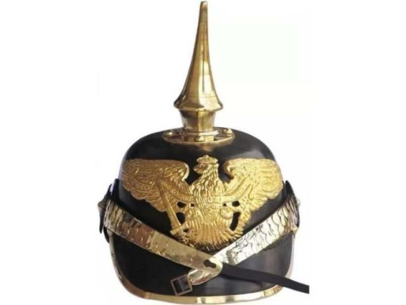 Medieval Warrior German Black Pickelhaube Military Helmet w/Stand