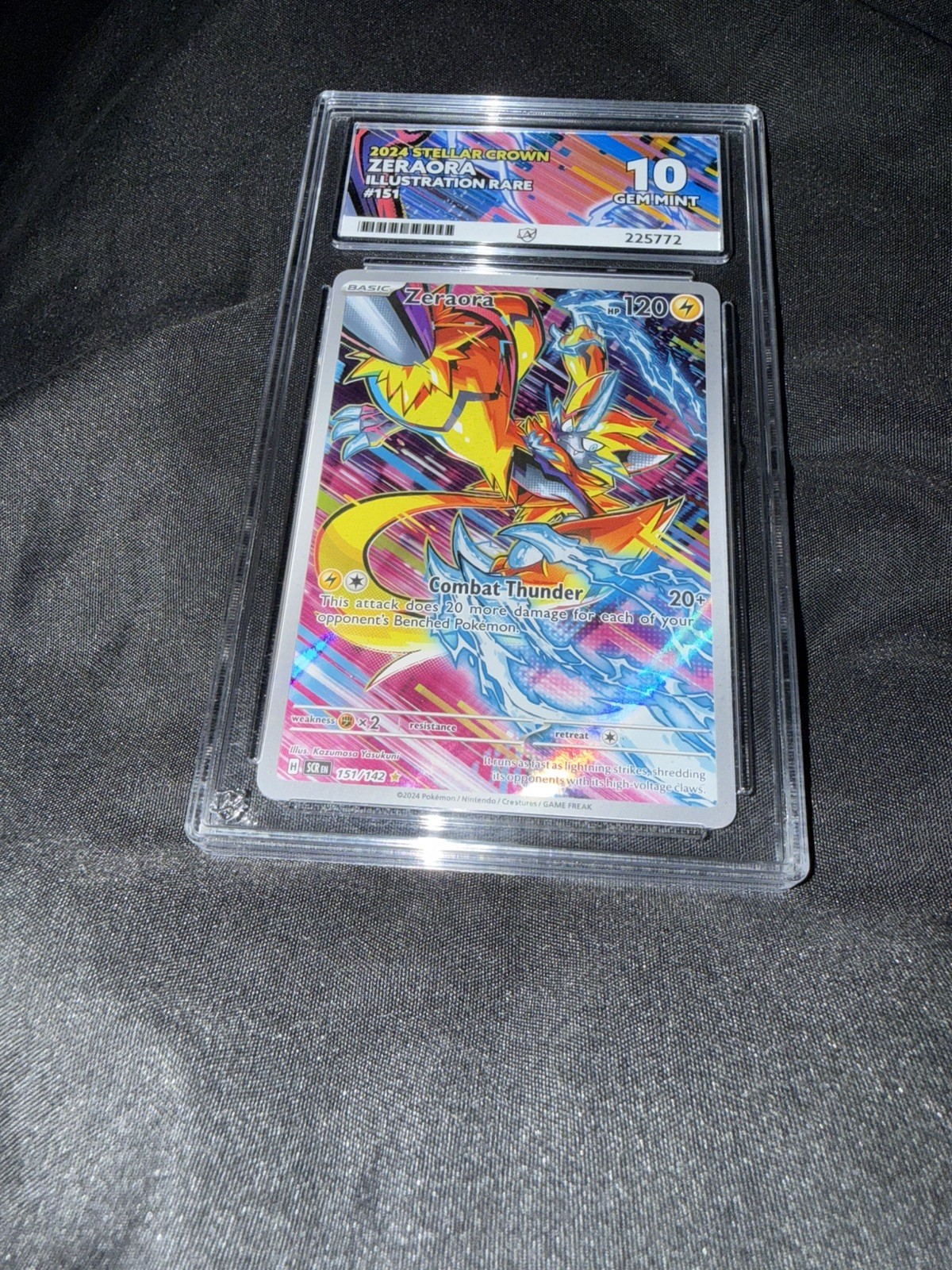 Pokémon TCG Zeraora 151/142 Stellar Crown Ace 10 Gem Mint Illustration Rare