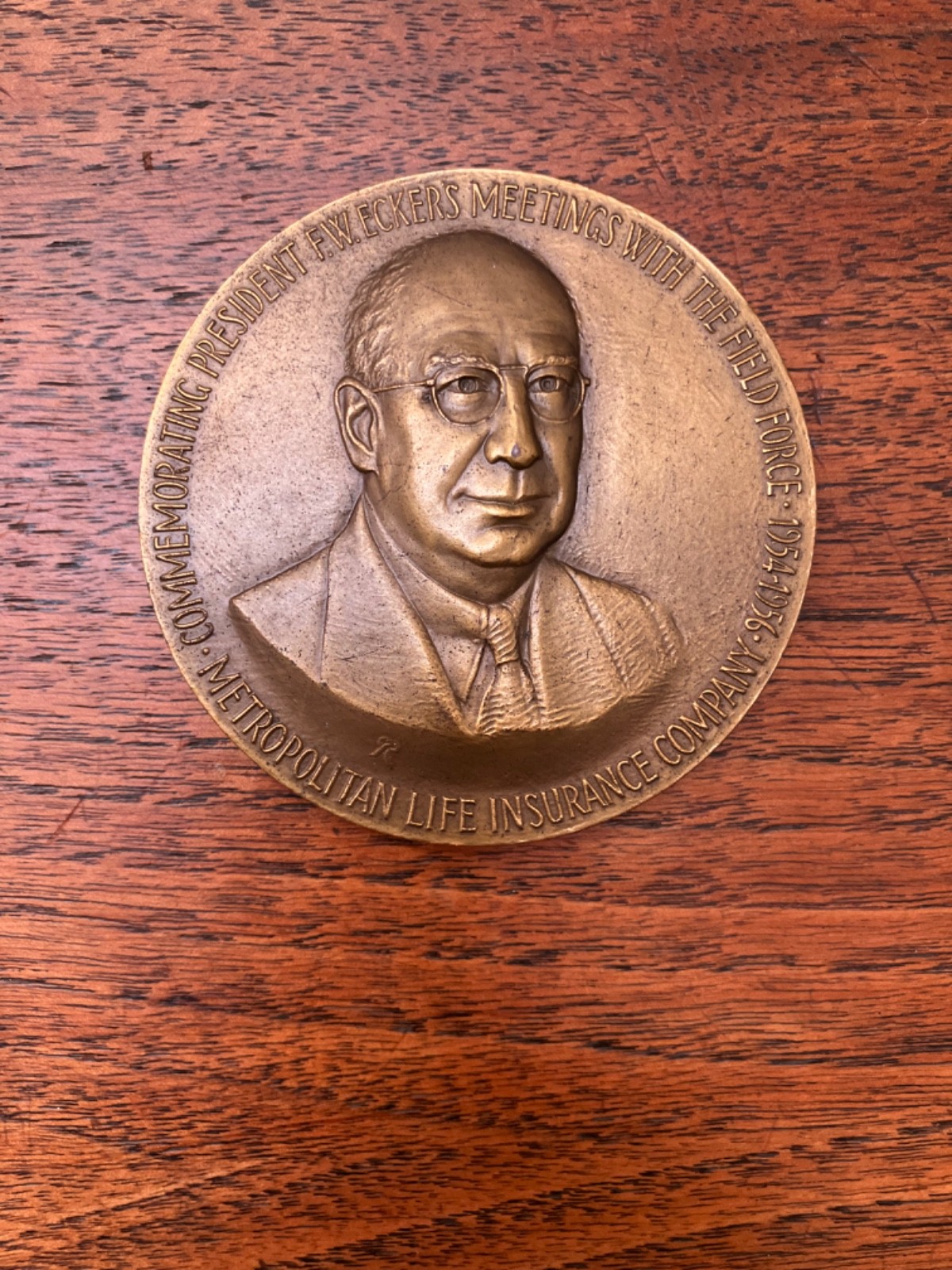 Metropolitan Life Insurance 1954-1956 President F W Ecker\'s Medallion 3\