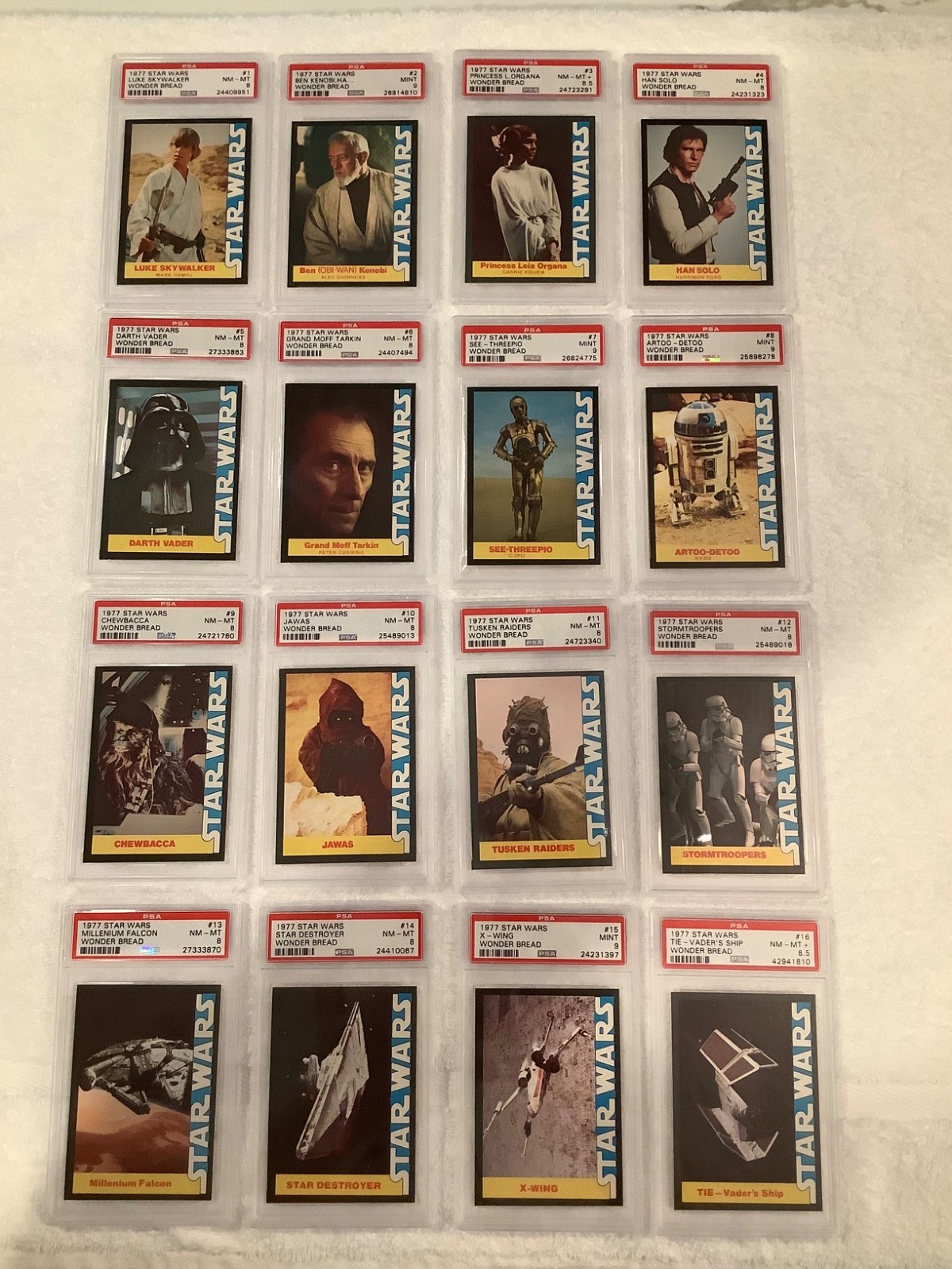 1977 Star Wars Wonder Bread Cards Complete Set PSA 8, 8.5, & 9