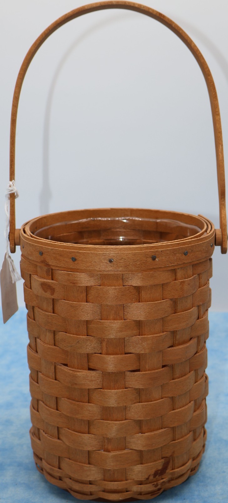 Longaberger 2005 Tall Round Basket with Clear Protector (note stain)