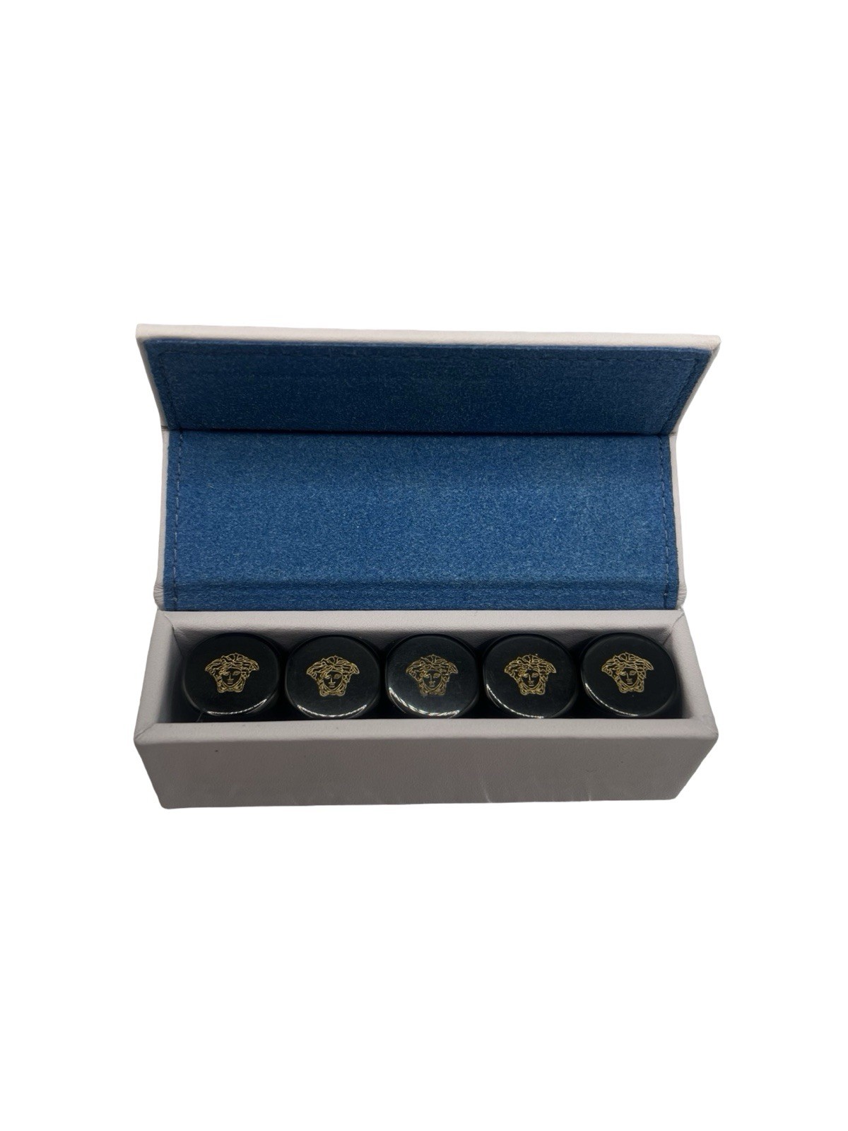 Versace Medusa Head Black Gold Dice Set with Case Designer Collectible Rare