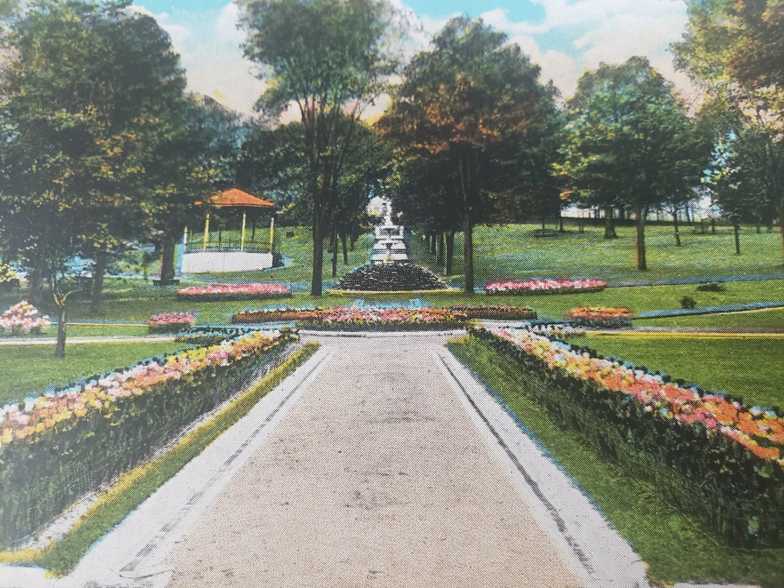 C 1920 View of Garden in Victoria Park Peterboro Ontario Canada Antique Postcard