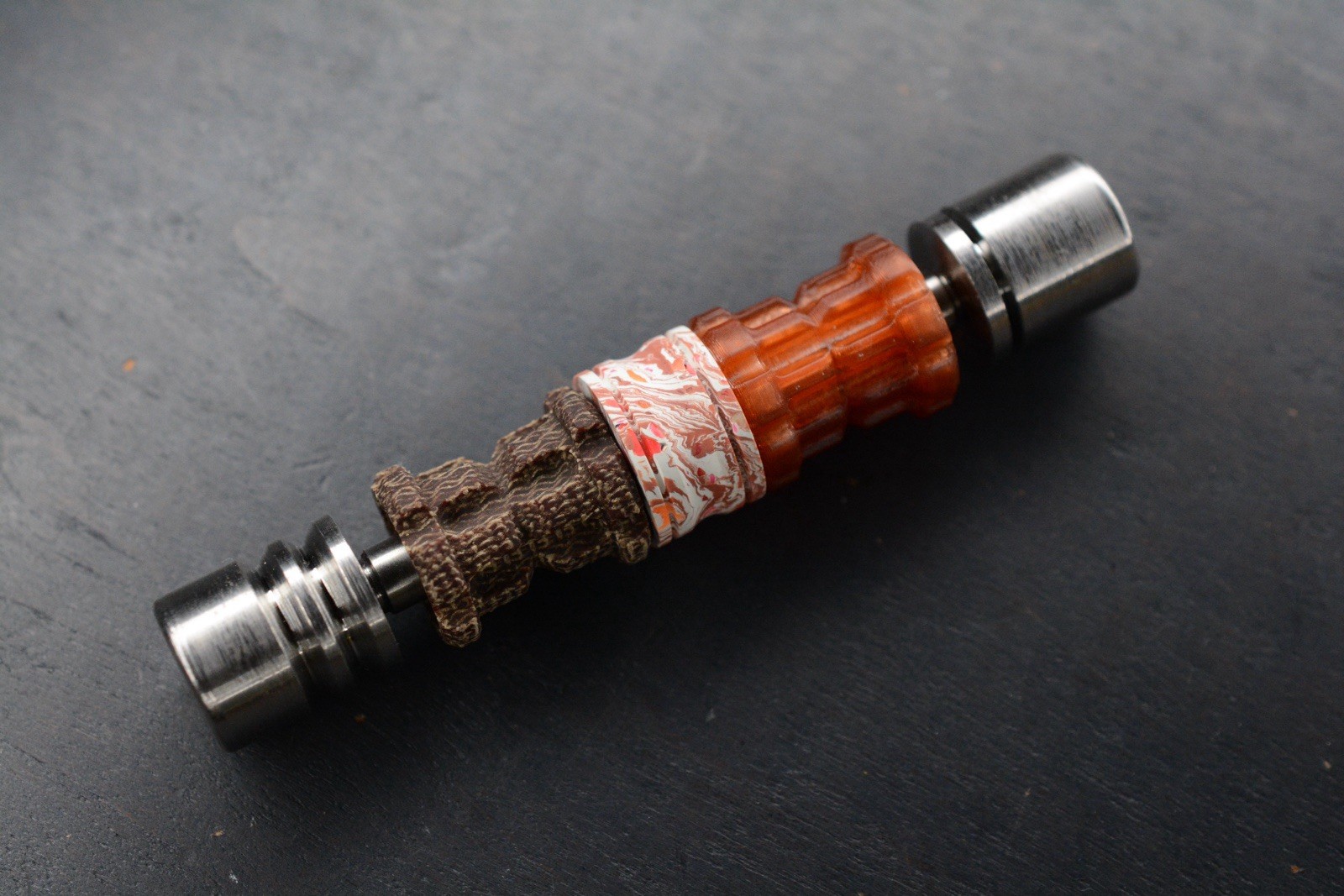 CUSTOM Polished Titanium Screw-Thru Bead Holder w/ Salt & Peppa & Koch Beads
