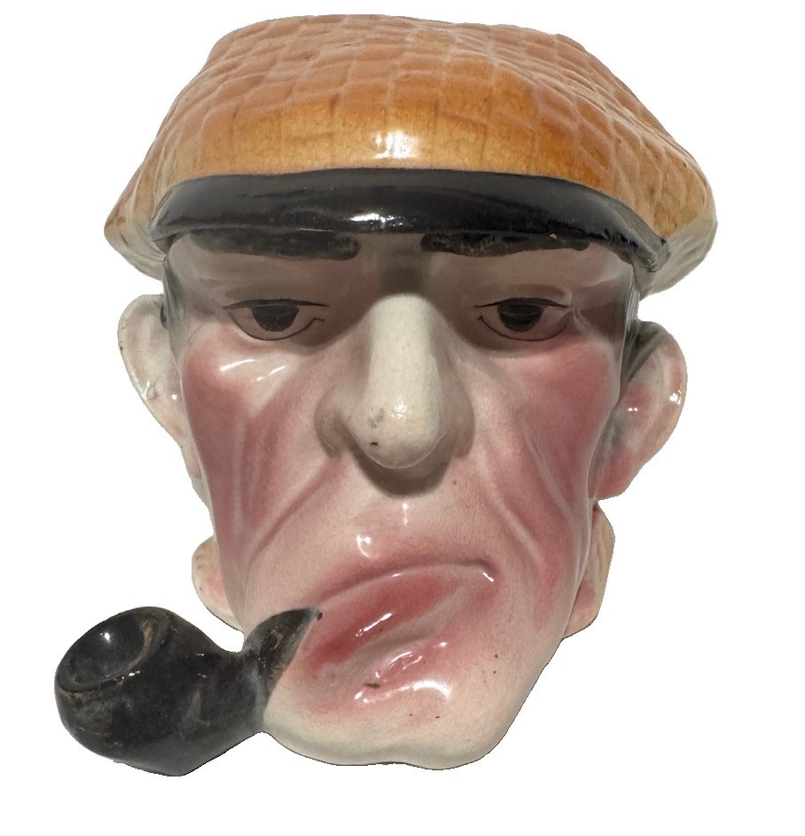 Vintage Ceramic Realistic Man Angry Face Smoking Pipe Mug Toby Jug Two-Piece 5