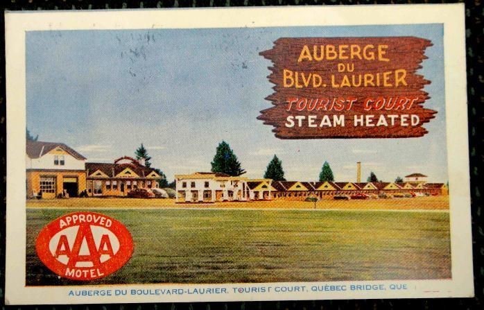 1954 vintage AUBERGE DU BLVD LAURIER postcard QUEBEC CANADA tourist court steam