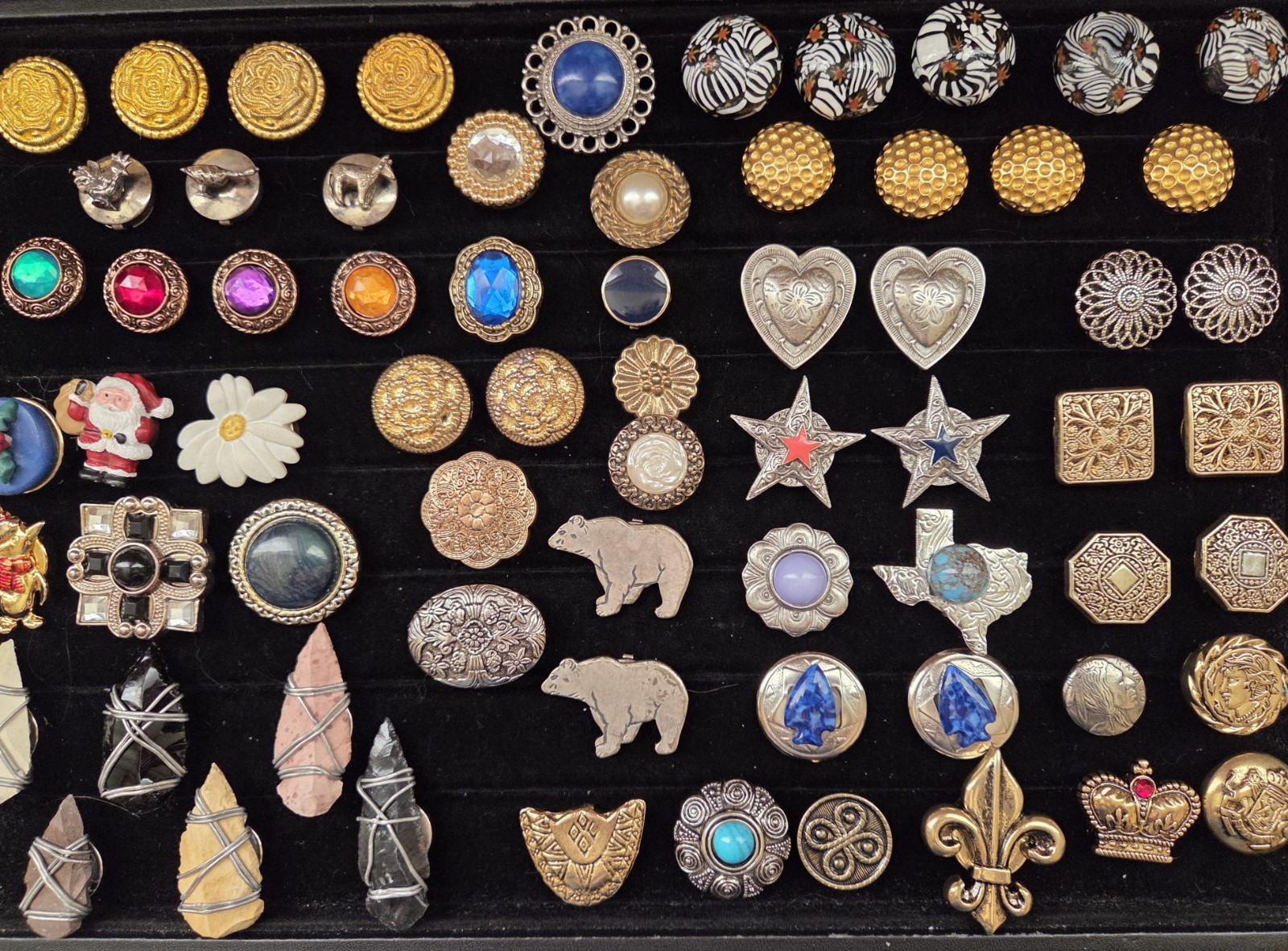 Vintage Button Cover Lot ?- Nony, Western, Art Glass, Jewel Tones 68pc