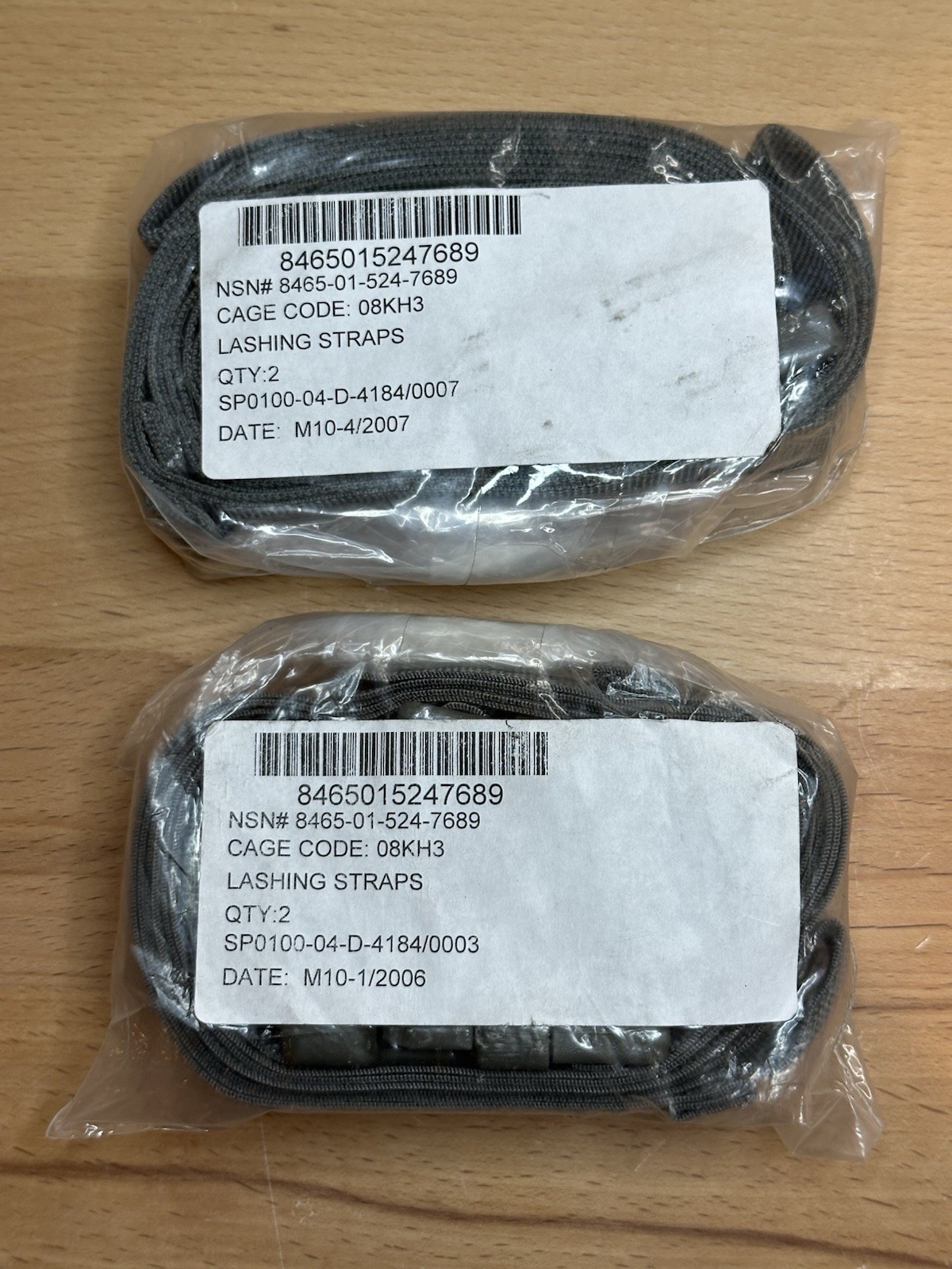 Set of 2 Packages Of 2 New ACU Foliage Lashing Straps. NSN # 8465-01-524-7689