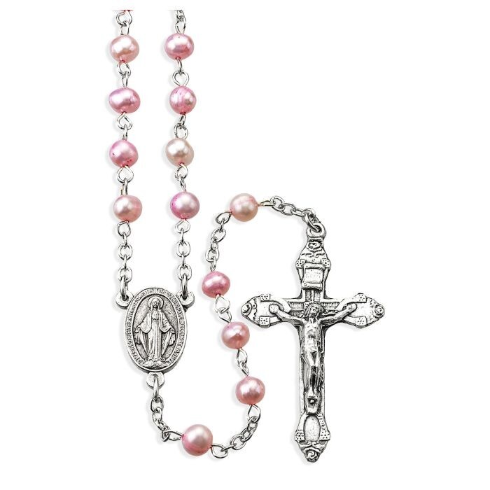 Rosary, Genuine Pink Fresh Water Pearl Rosary