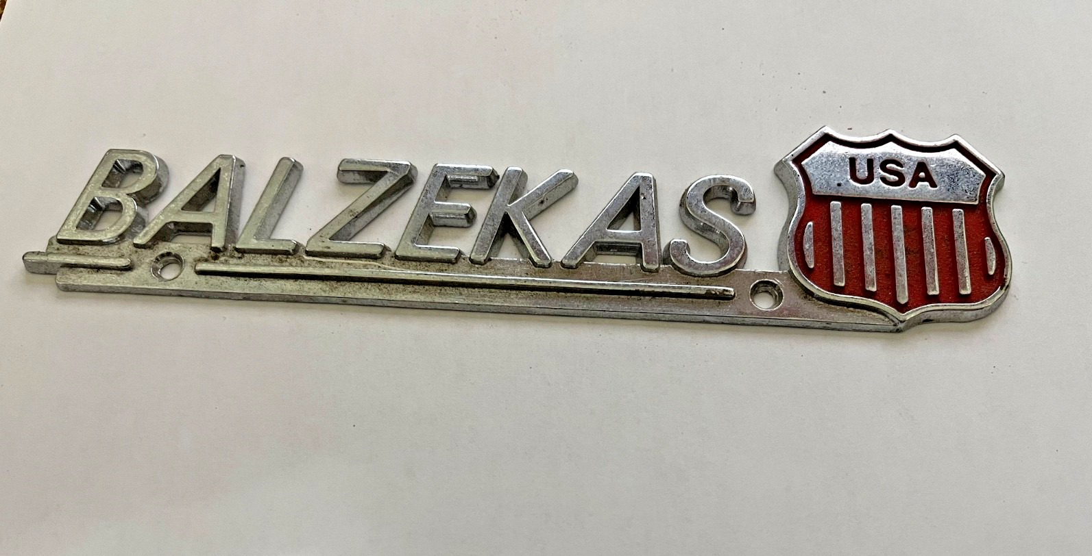 VTG Balzekas Chrysler Chicago Illinois Metal Dealership Badge Emblem Tag IL Oil