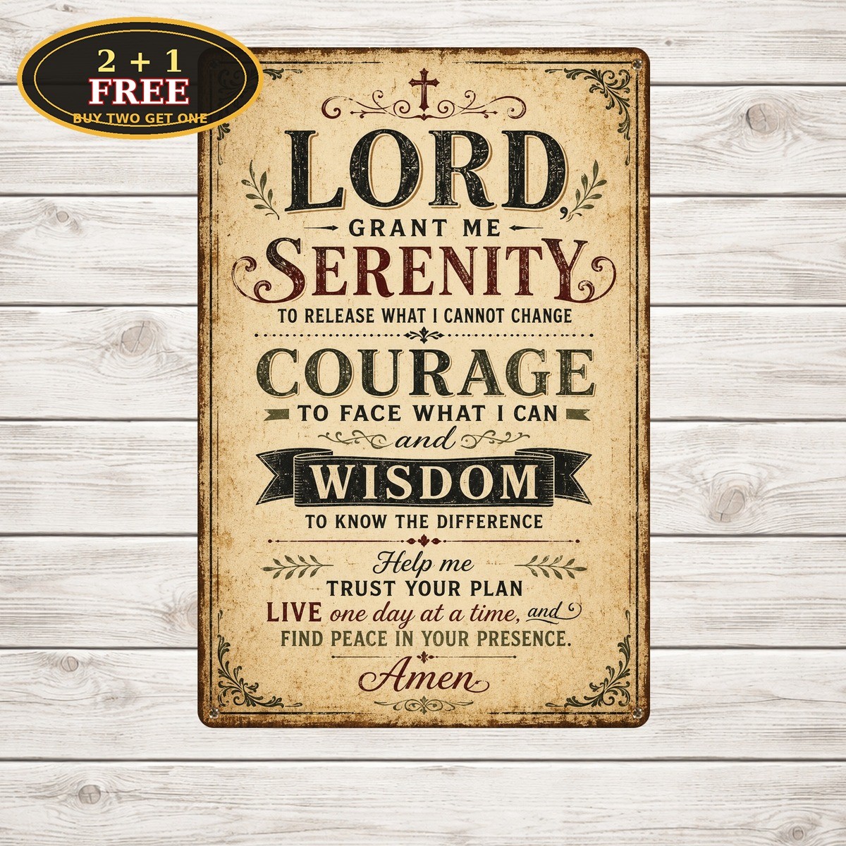Serenity Prayer Meditative Spiritual Wall Decor Home Metal Tin Sign