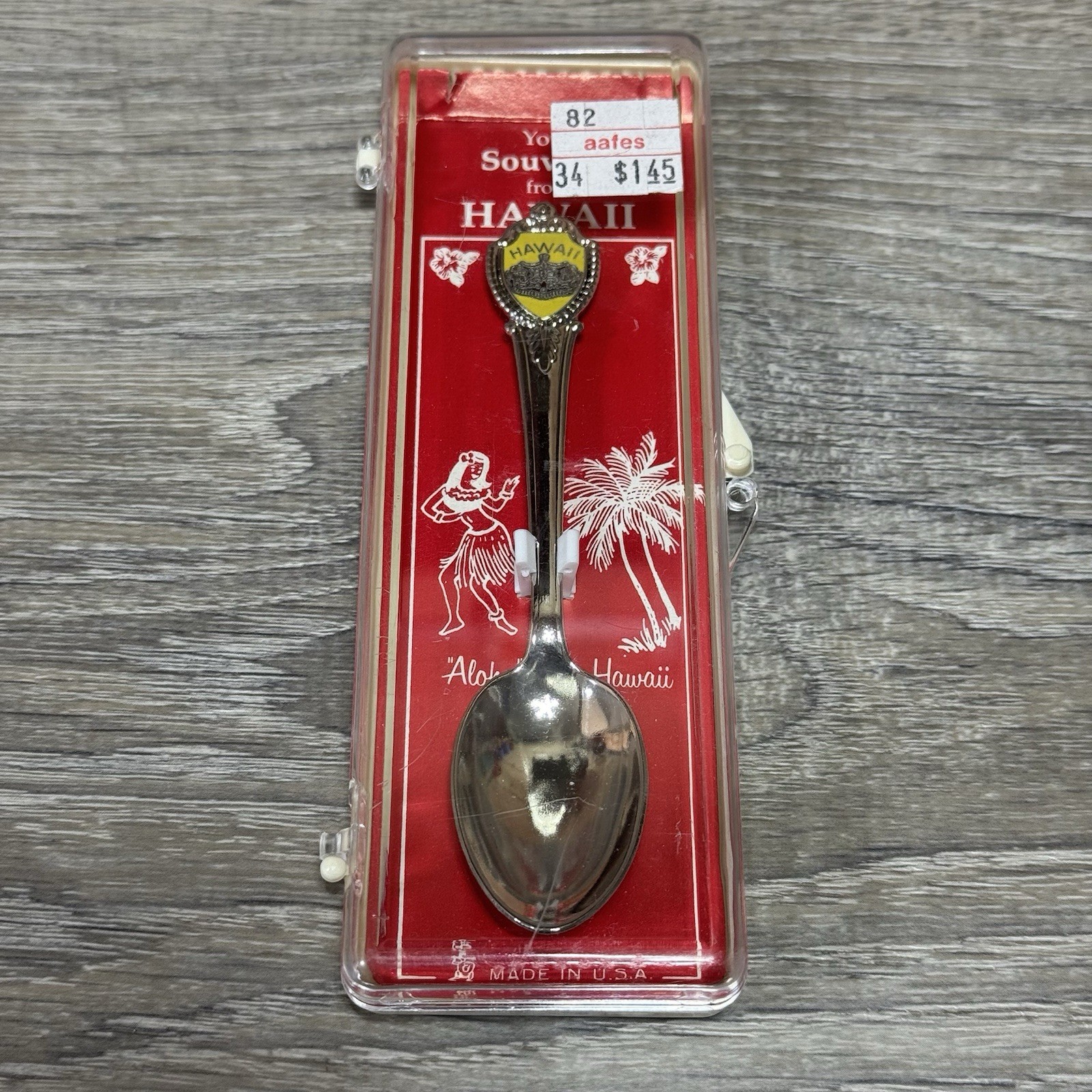 Vintage Hawaii Souvenir Spoon Aloha Collectible Yellow Hawaiian Small Utensil