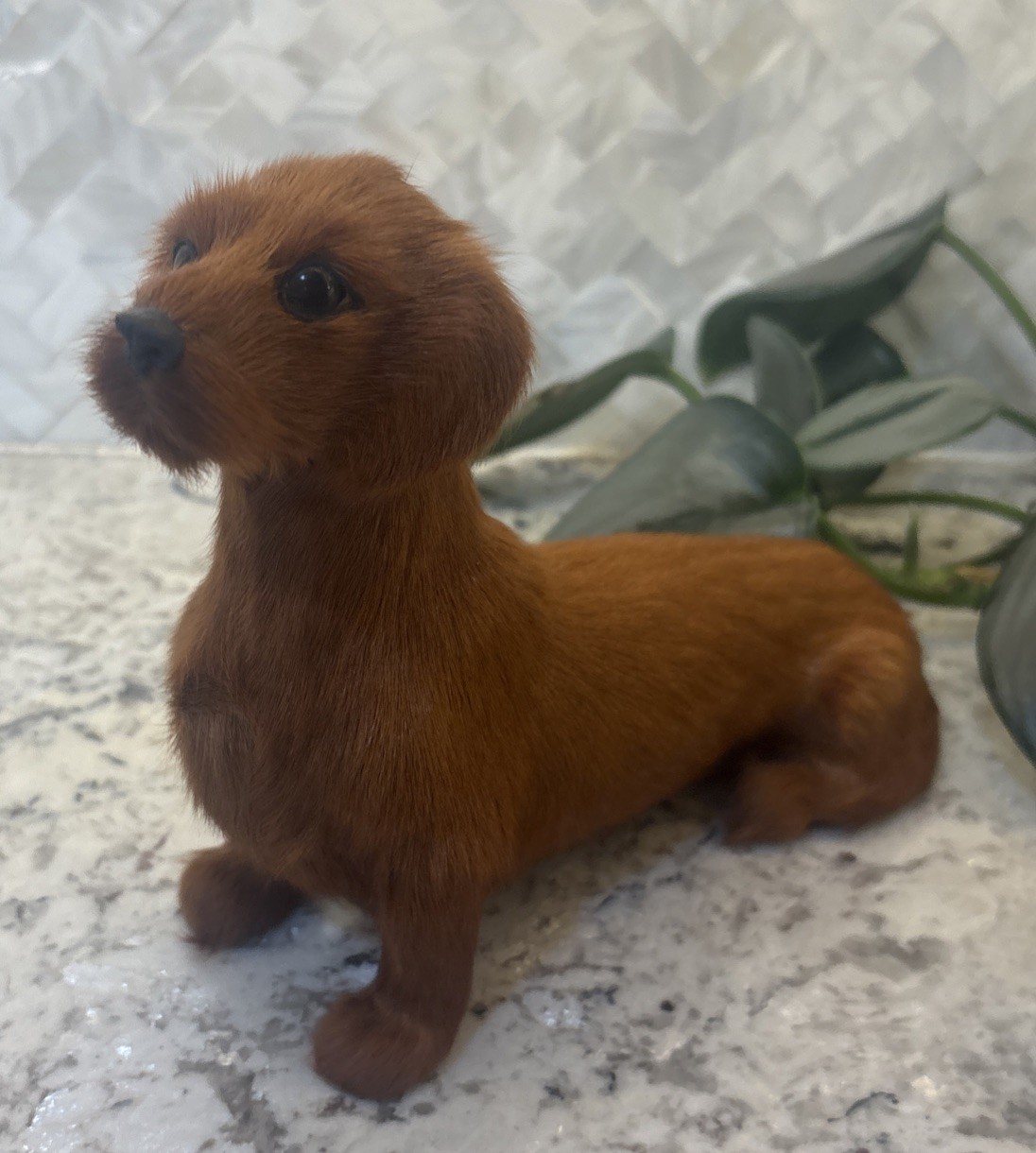 Vintage Real Fur Dog Miniature DACHSHUND Life like Soft Red collectible