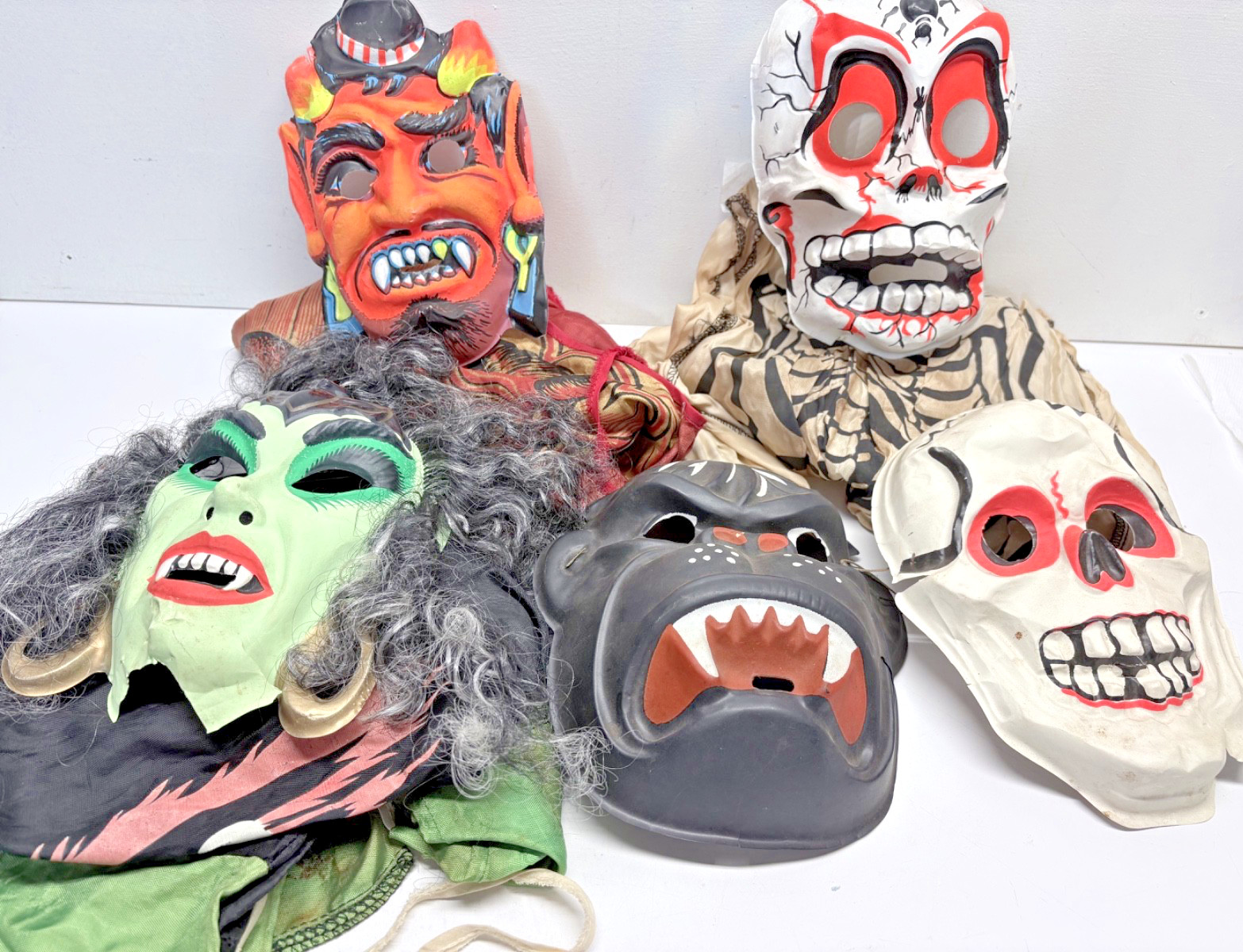 Lot of  5 VTG Ben Cooper & Collegetown halloween Costumes and masks- AS IS