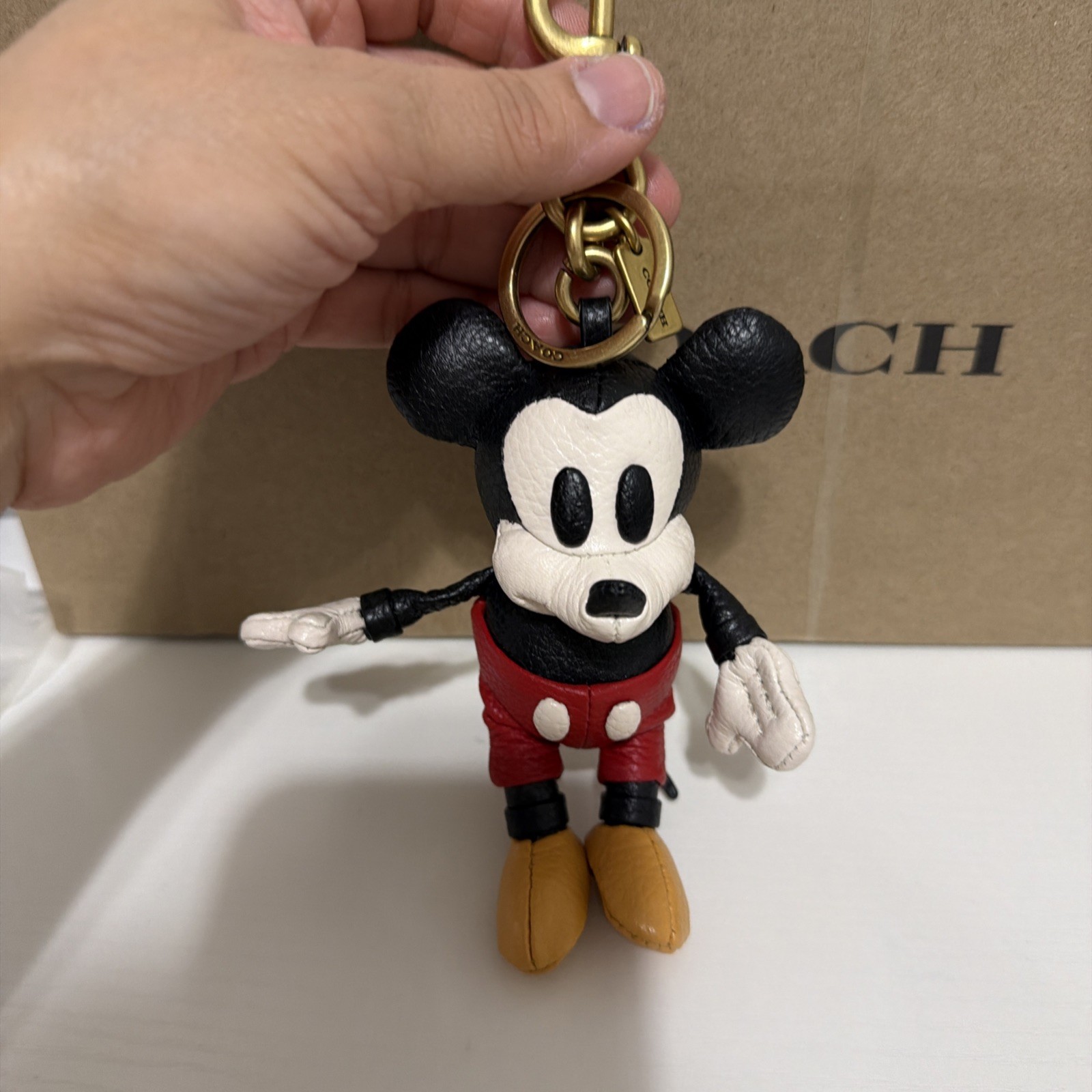 Coach X Disney Mickey Mouse Leather Bag Charm Key Chain Fob Multicolor