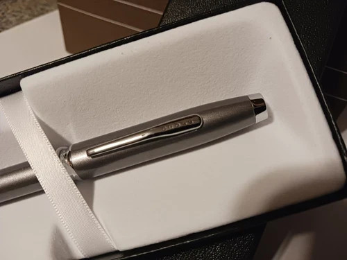 VERY RARE CROSS CLASSIC GUNMETAL AND POLISHED CHROME BALLPOINT PEN NEW $80 GIFT