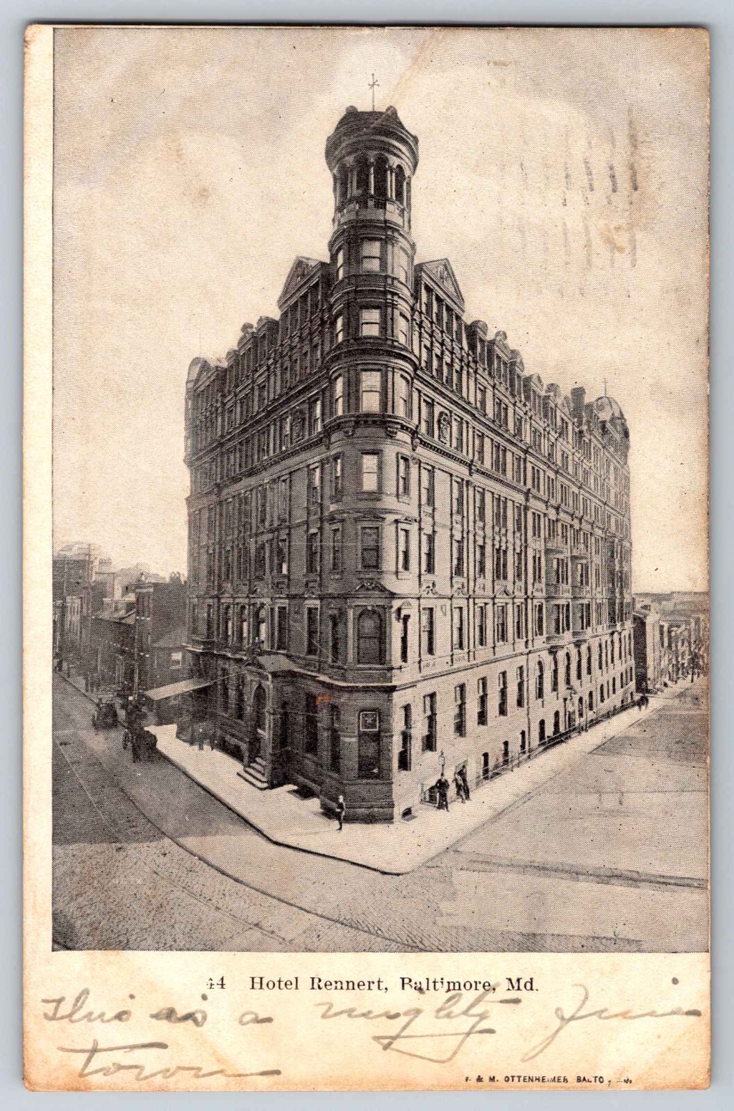 Postcard 1907 Hotel Bennert,P/UNDB Baltimore MD.   D-8