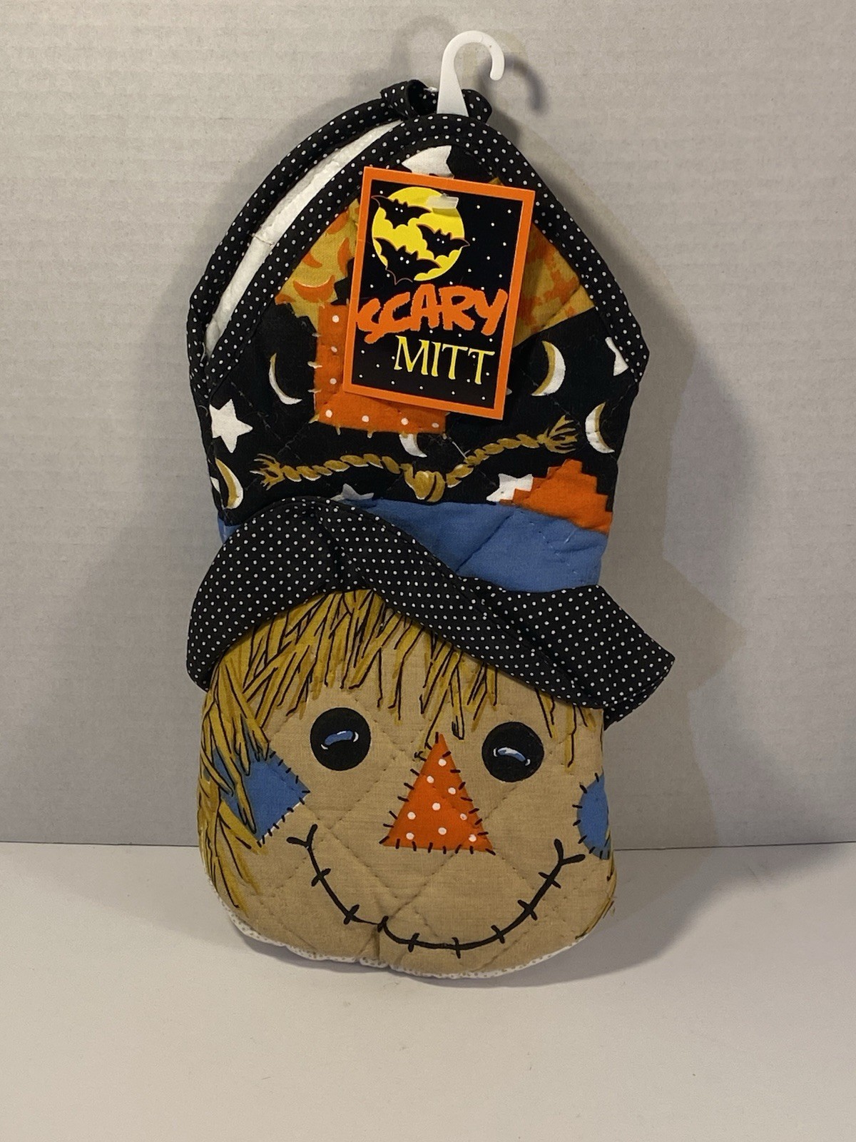 Vtg 80s Quilted Scarecrow Oven mitt. Halloween fall Nos Unused with tags