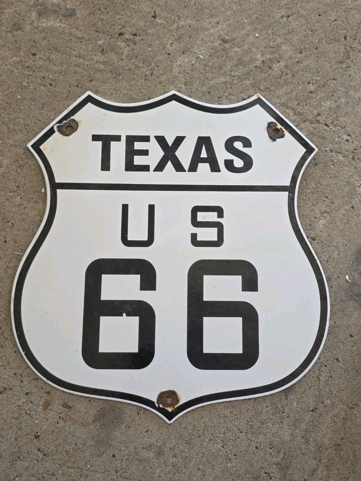 VINTAGE TEXAS ROUTE 66 TEXAS STATE AUTO ASSN.  PORCELAIN SIGN Appx  12\