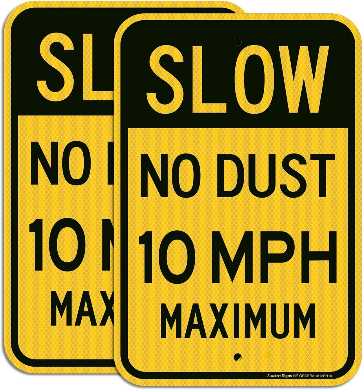 2 Pack Slow No Dust 10 MPH Maximum Sign, Speed Limit Sign 18 X 12 Inches Enginee