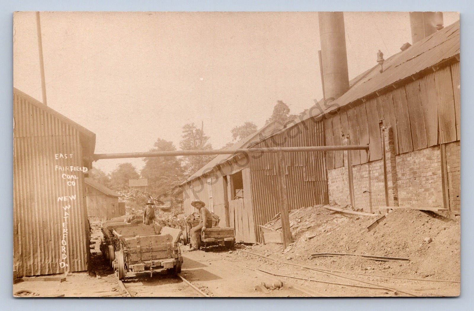 J87/ New Waterford Ohio RPPC Postcard c1910 East Fairfield Coal Mine #1977