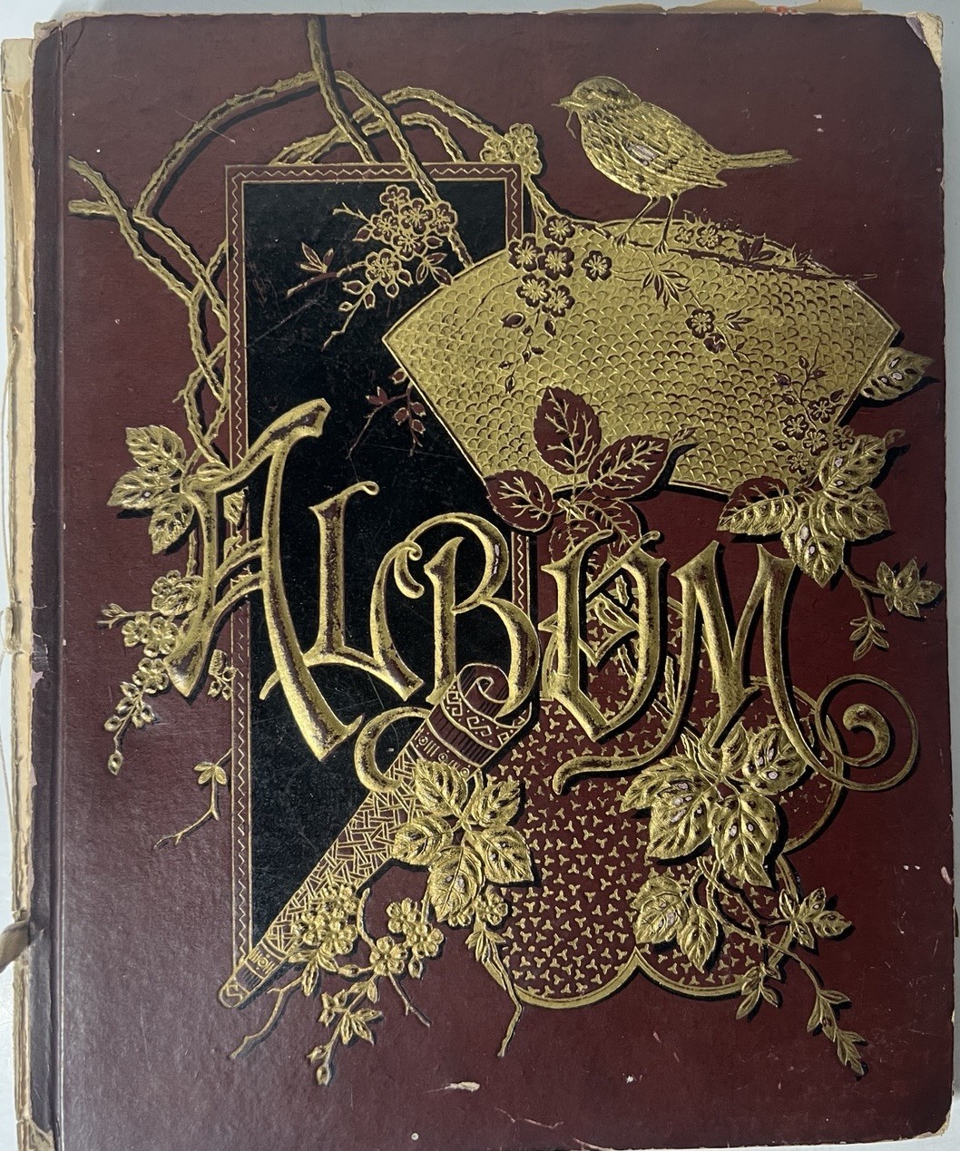 Antique Victorian Scrapbook Album 1800s Chromolithograph Die Cut Trade Cards