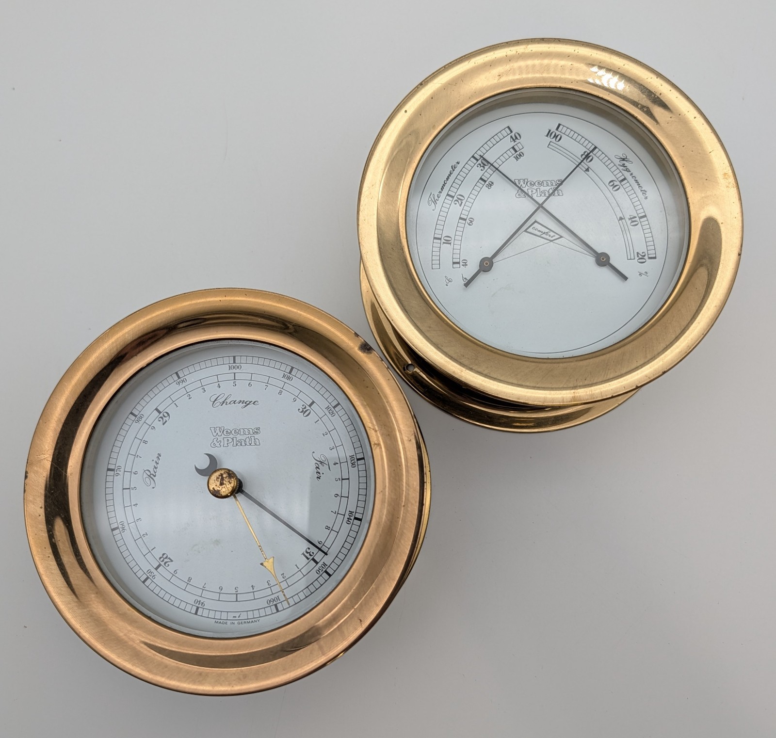 Weems & Plath Brass Barometer & Comfortmeter Set - Untested Parts/Repair