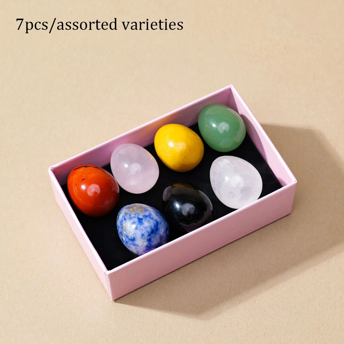 New 5/7/10pcs box Natural Crystal Egg Stone Mini Polished Gemstone Jewelry Home