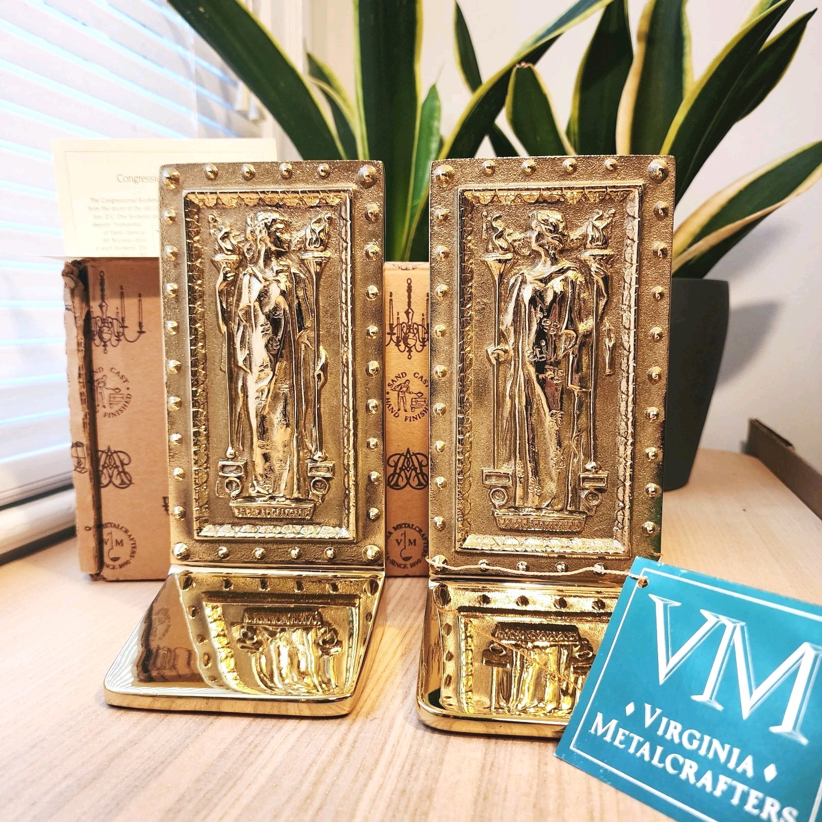 Virginia Metalcrafters 1984 Brass Doors To the Library Of Congress Book Ends