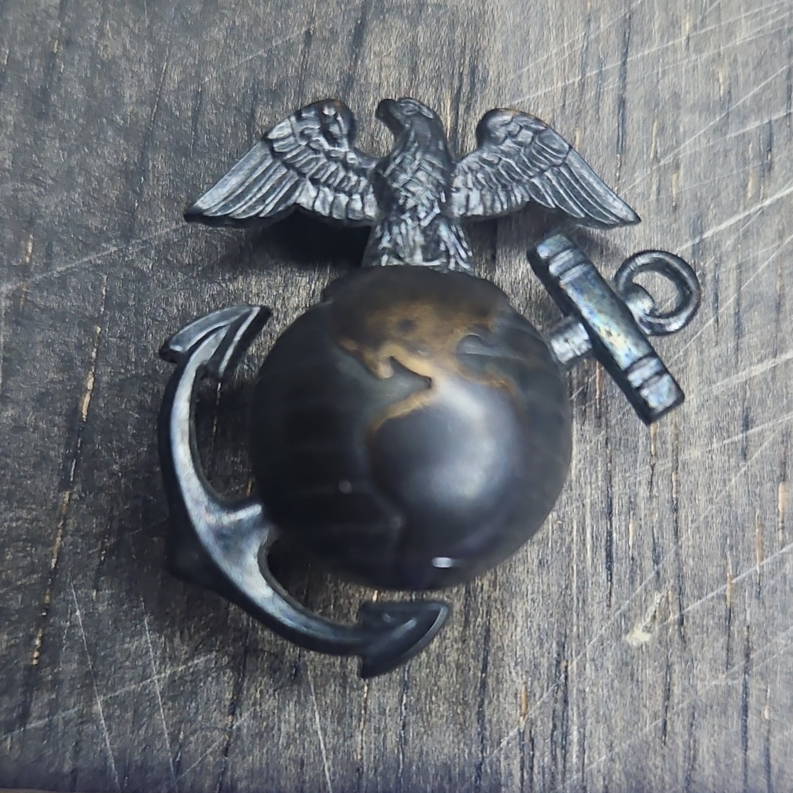 WWII USMC Officer Collar Emblem - Hilborn-Hamburger H&H Imperial Plated Brass c6