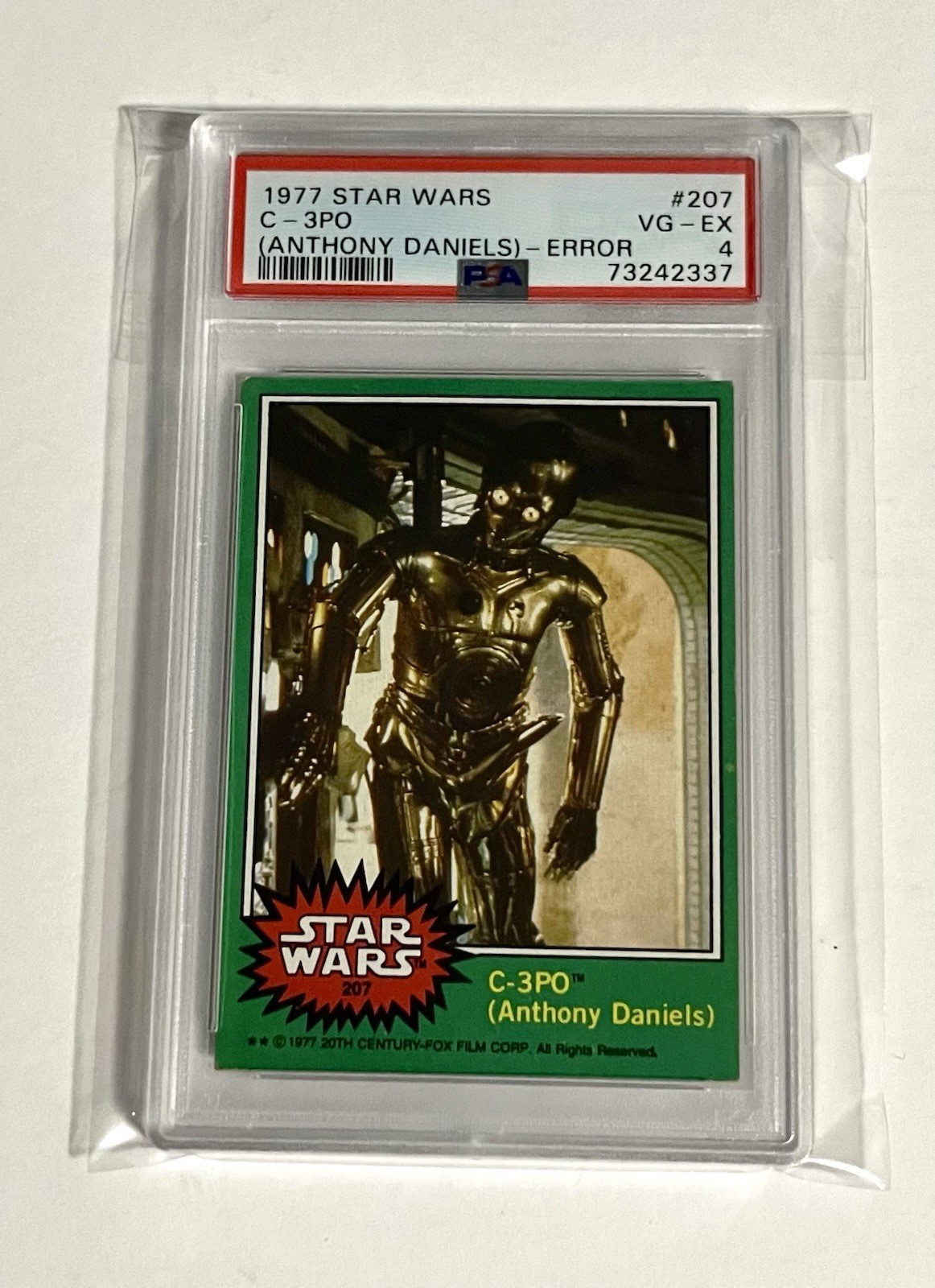 Topps 1977 Star Wars #207 C-3PO ERROR Golden Rod + PSA 4 Gorgeous Color 💎