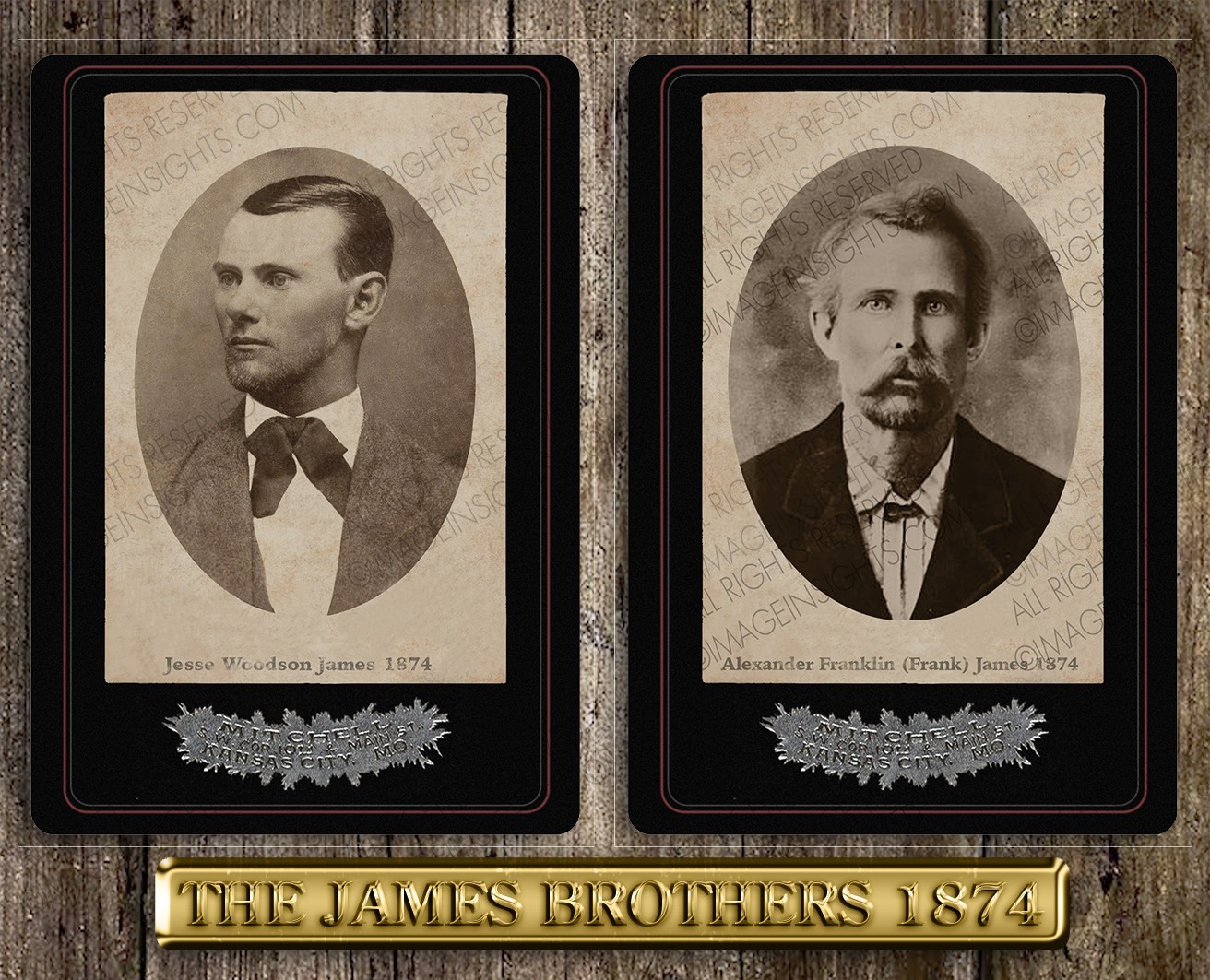 JESSE & FRANK JAMES GANG Outlaws 1874  Photos Cabinet Card Primo Reproductions