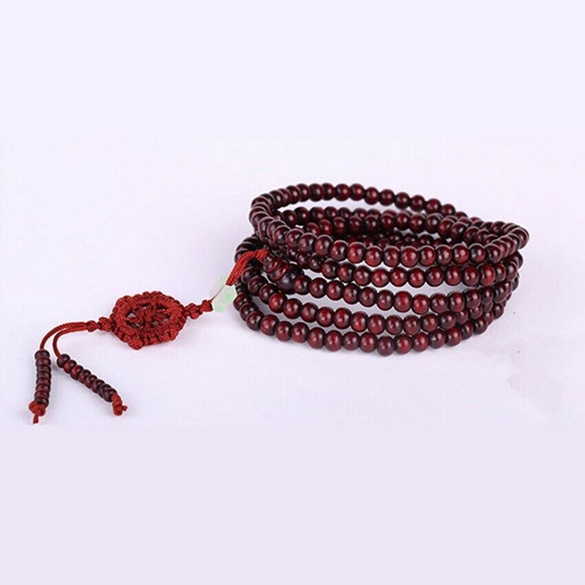 Red sandalwood bracelet with dharma wheel 5mm 216 beads Elegant Classic Pray