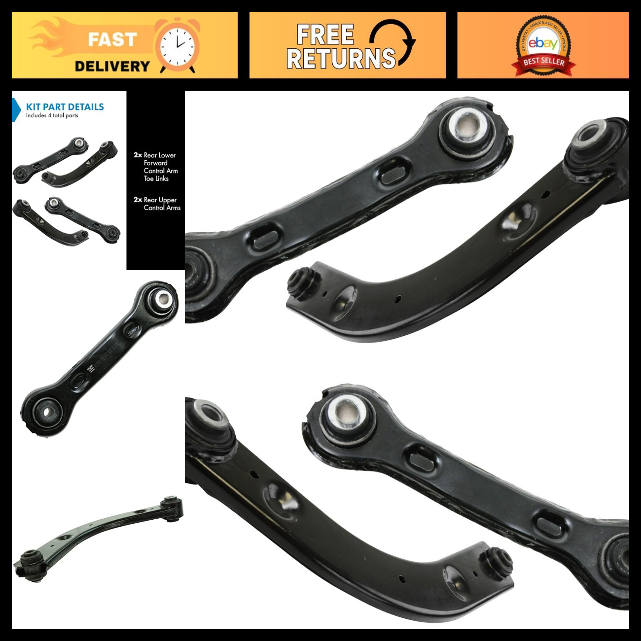 TRQ Rear Suspension Kit Control Arm Control Arm Toe Link