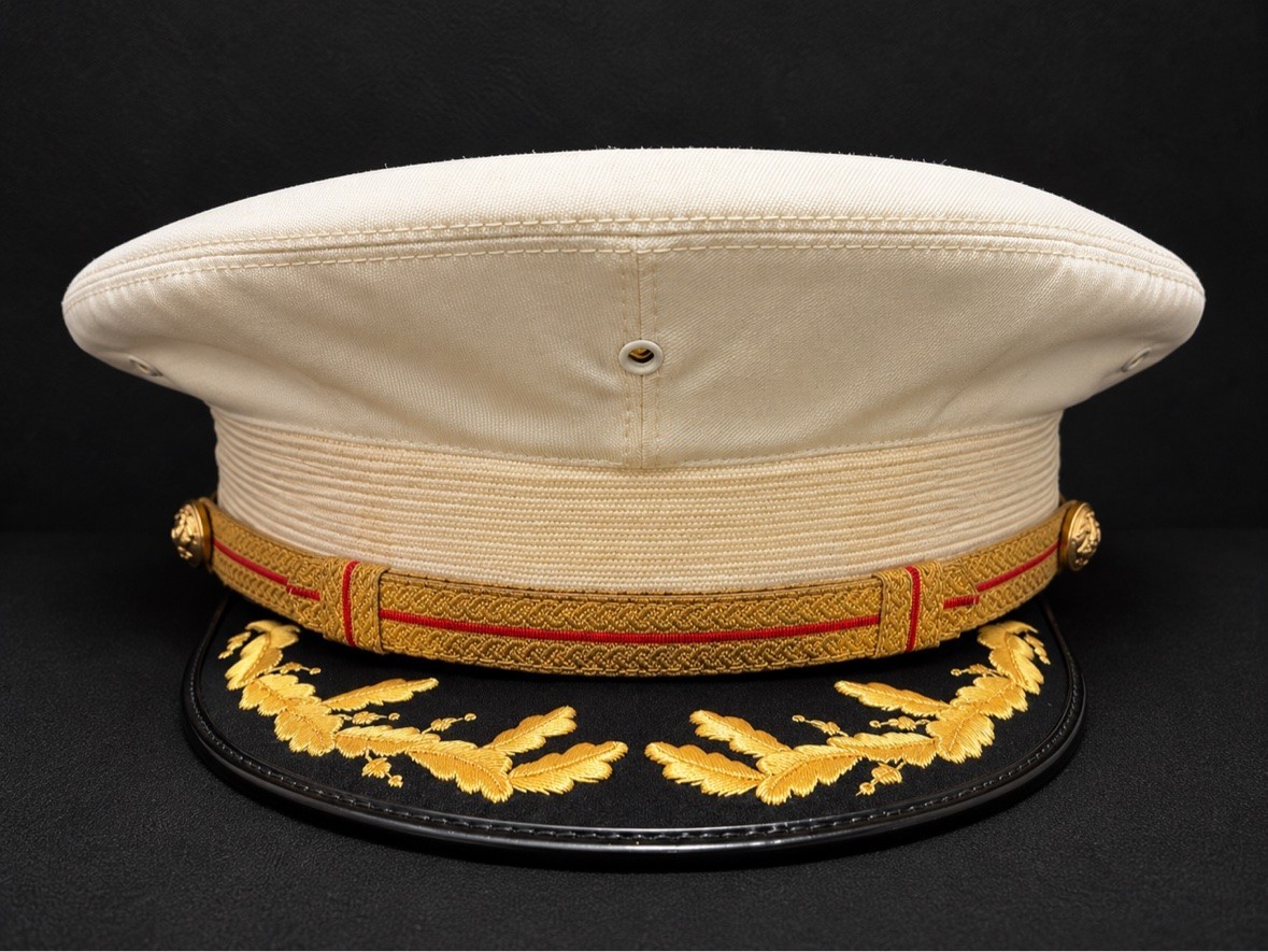 Vintage USMC Officer Dress White Cover Cap Lancaster 7 1/4 Oak Leaf Visor EGA