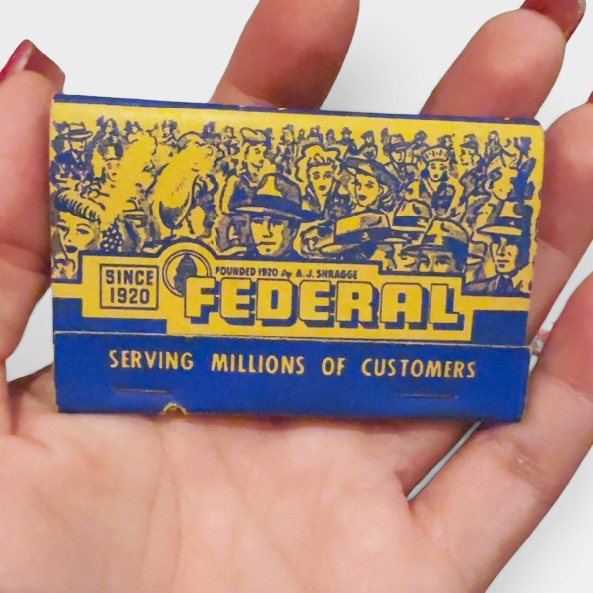 Vintage 1940s Federal Department Stores A.J. Shragge Jumbo 40 Match Matchbook