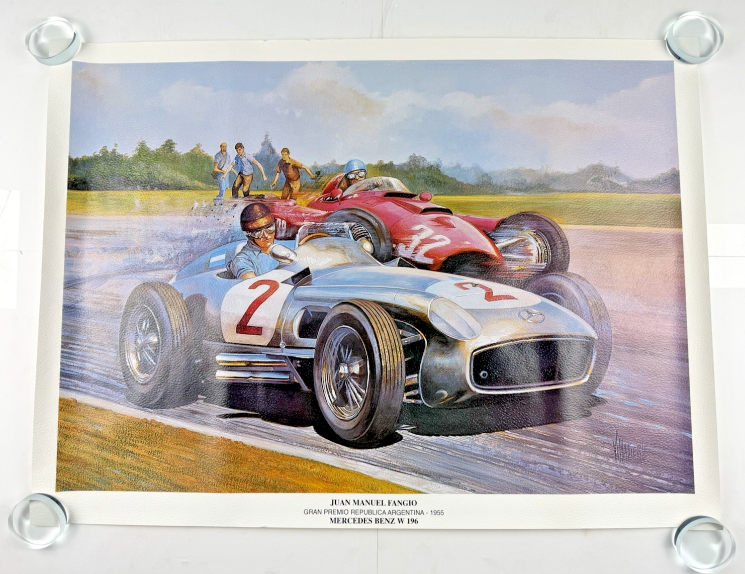 Juan Manuel Fangio Mercedes Benz W196 1955 Villafuerte Vintage Racing Poster