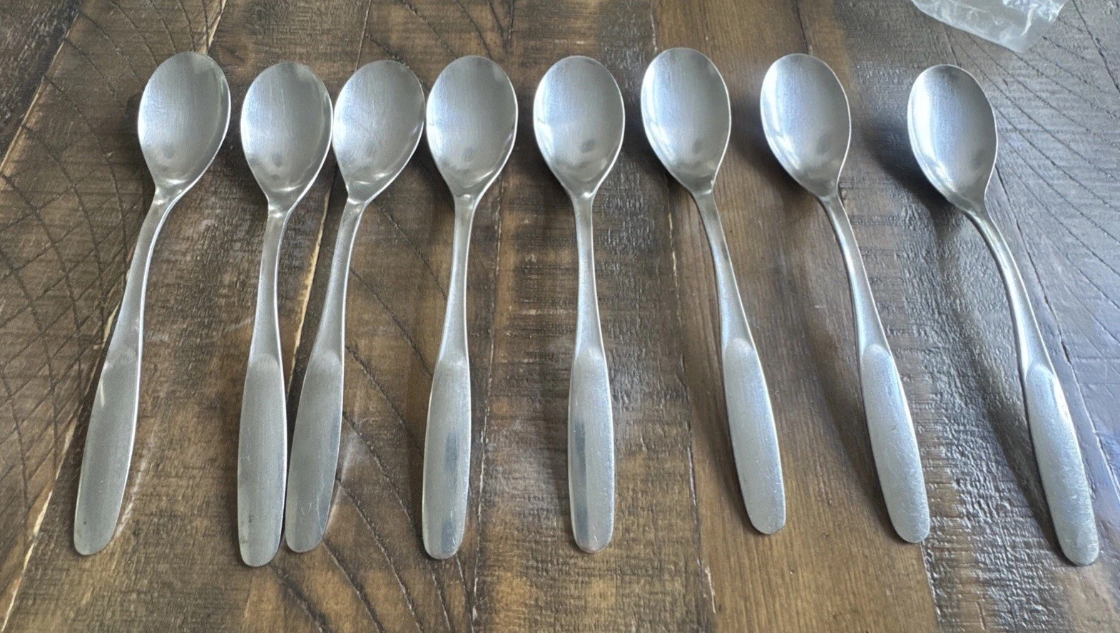 VTG SET OF 8 Lauffer Hackman Finland Spoons Flatware MCM Rare 8” 18/8