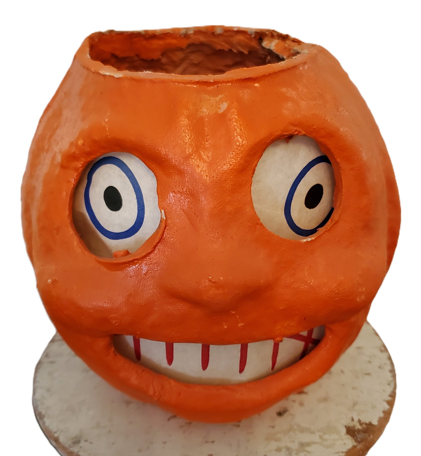 Rare VINTAGE Antique Papier Mache PUMPKIN Head JOL Facial Insert HALLOWEEN #2