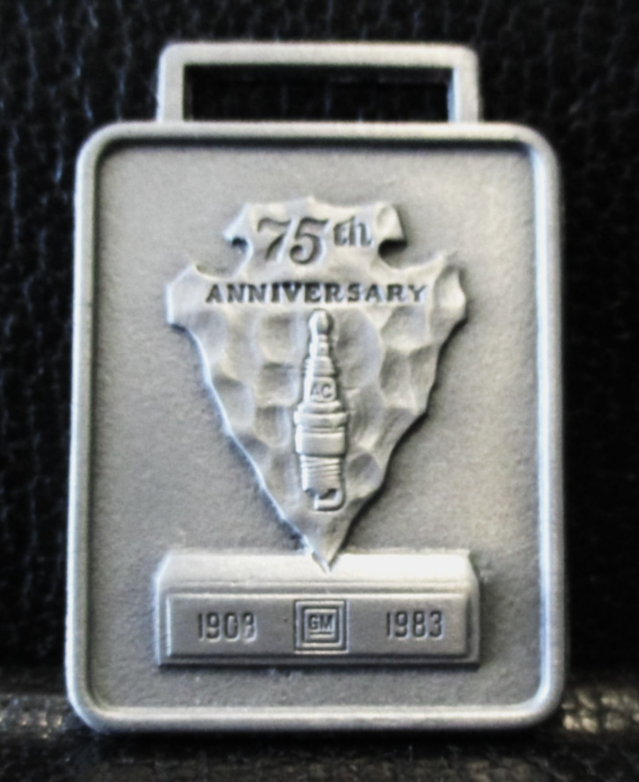 AC Delco Spark 75th Anniversary 1908 - 1983 Plug Watch Fob GM Auto Arrowhead