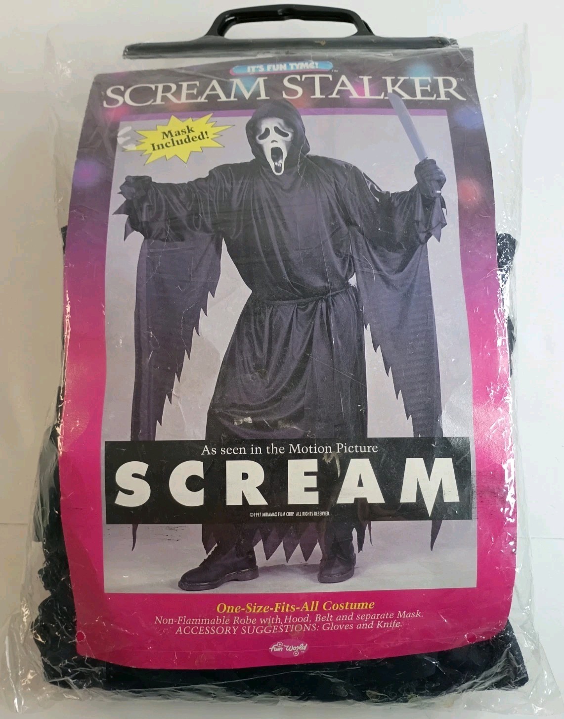 1997 Fun World Scream Stalker One Size Fits All Costume Ghostface Mask 