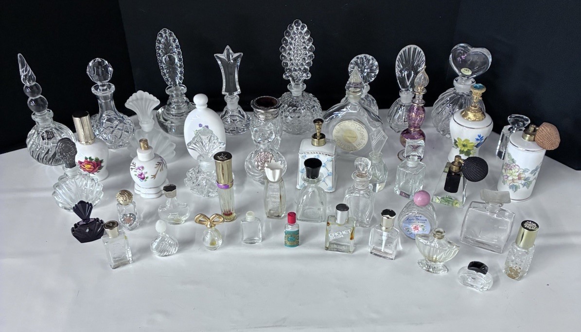 Vintage Perfume Bottles Lot of 44 Brand Name & Art Deco