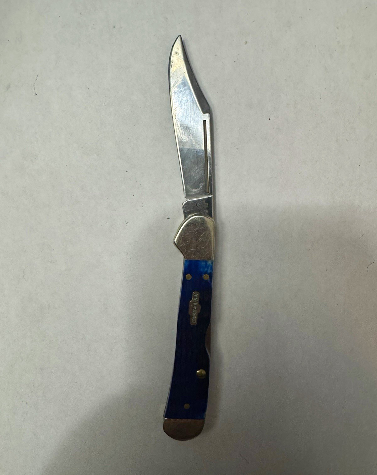 Case XX Model XX Blue Plastic Handle Stainless Clip Point Slipjoint Knife 1996