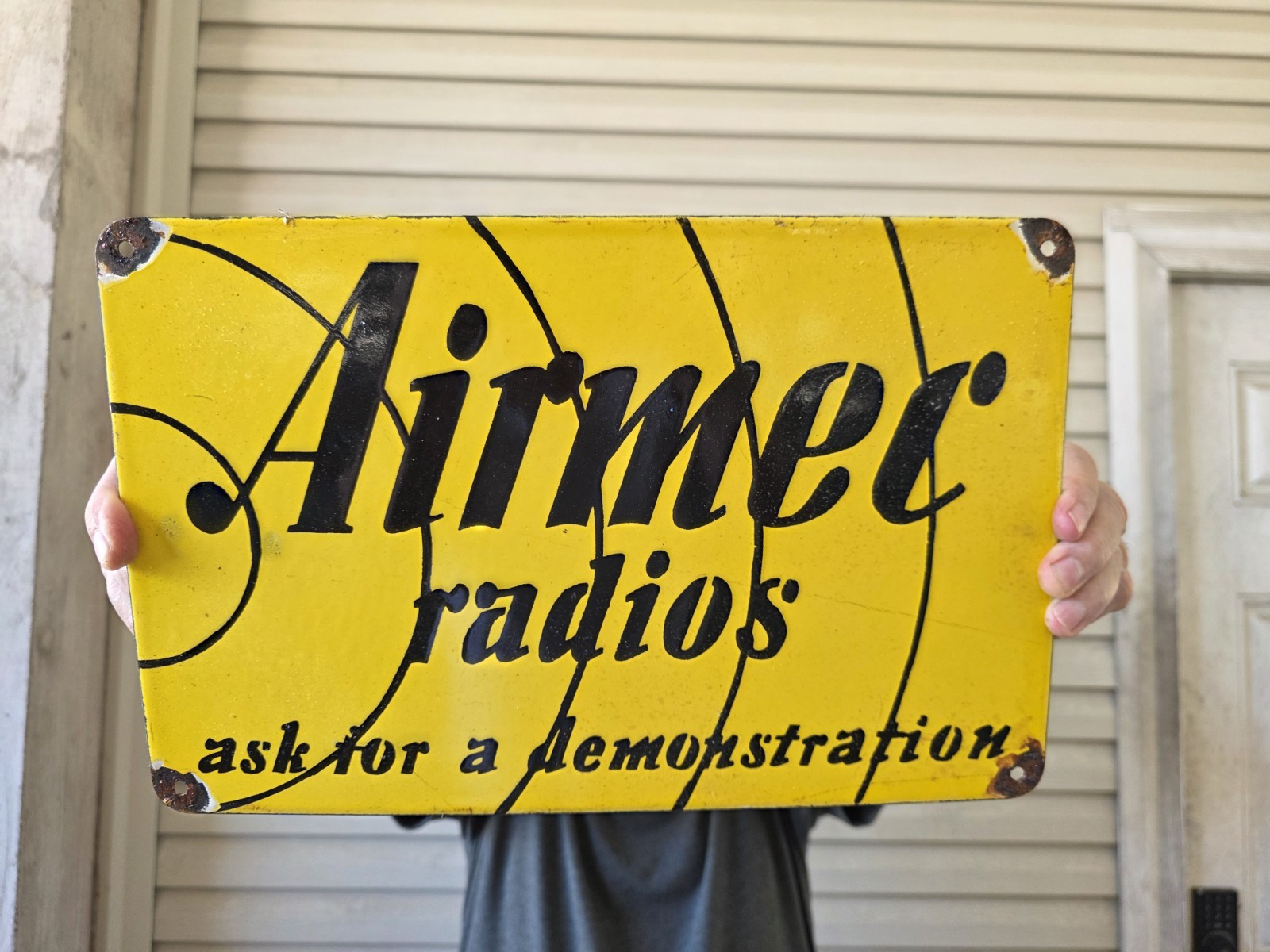 VINTAGE AIRMEC RADIOS 'ASK FOR A DEMONSTRATION' PORCELAIN SIGN 14