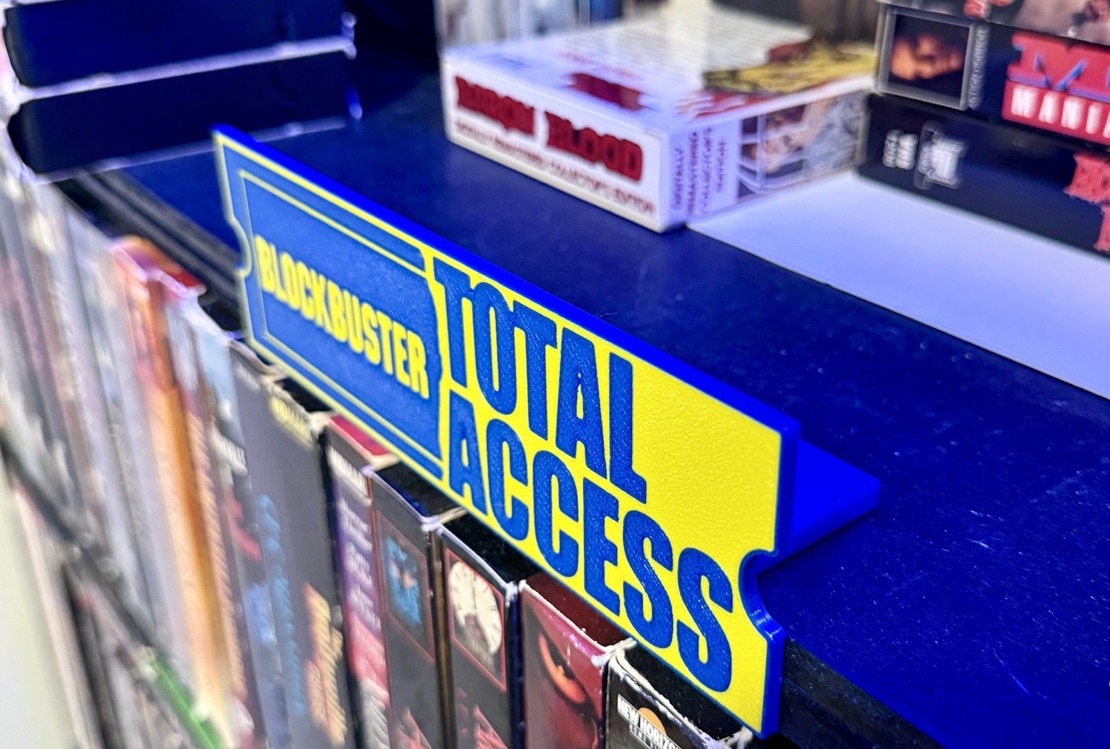 Blockbuster Total Access Logo Shelf Display 7x2 Retro Video Art No VHS Included