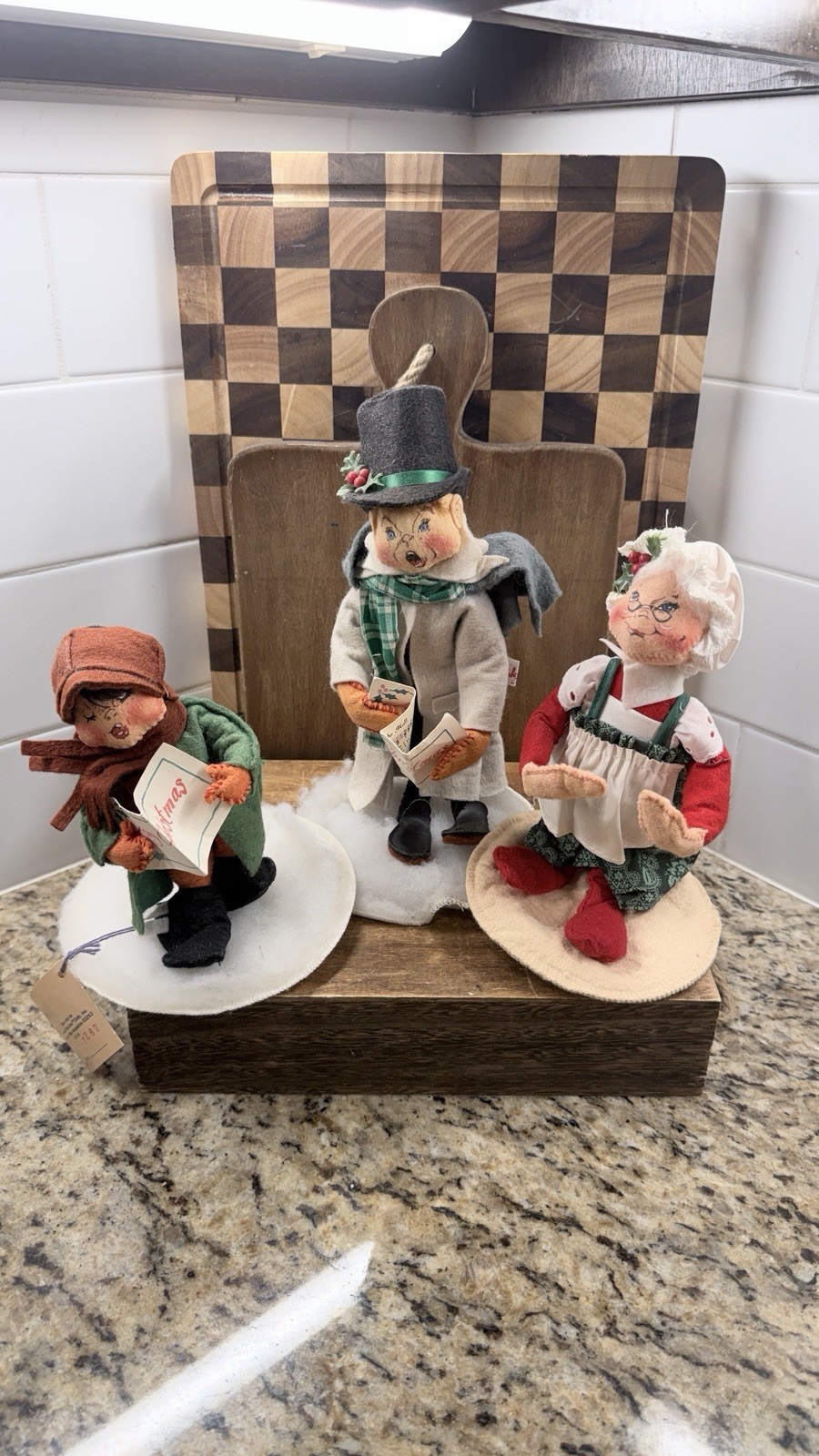 Vintage Annalee Carolers Lot 3 Christmas Dolls 1988 1991 USA Felt Figurines