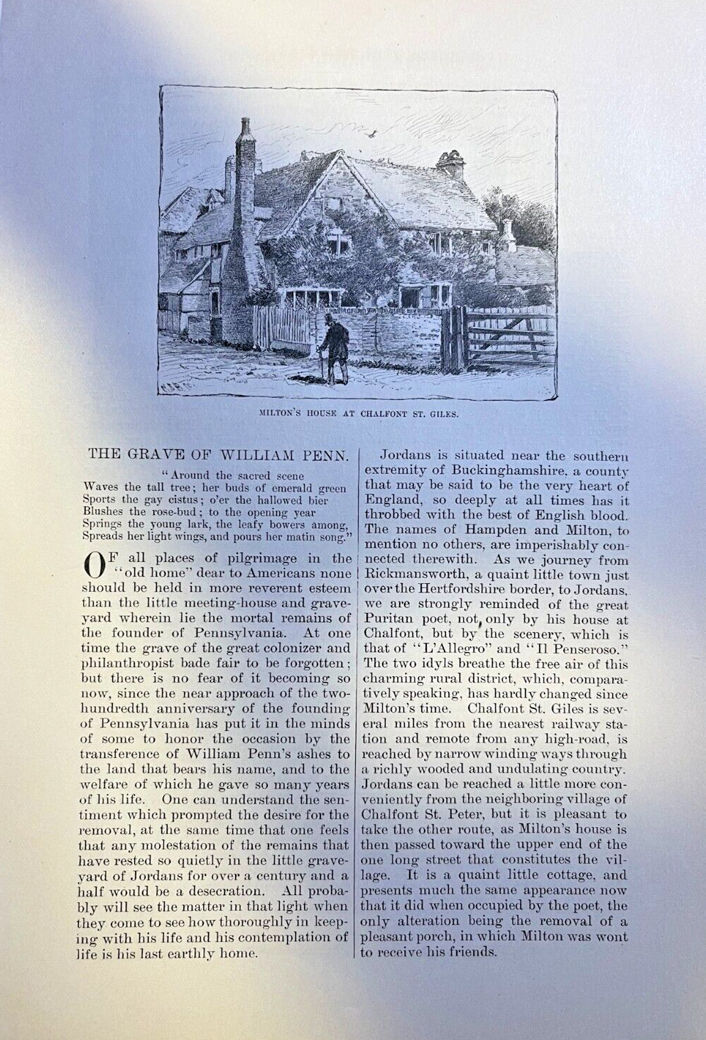 1881 Jordan Meeting House Grave of William Penn Pennsylvania
